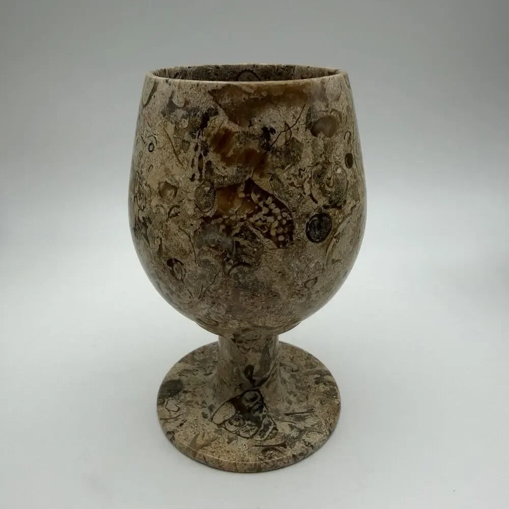 Vintage Fossil Stone Marble Goblets Set of 6 Wine Cups Natural Stone 5